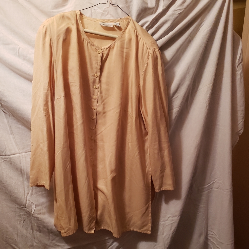 Liz claiborne Elisabeth 18 Tan Silk Tunic Blouse